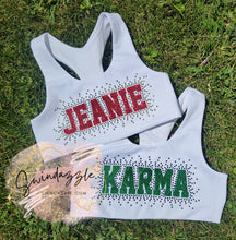 Load image into Gallery viewer, Girls Custom Name Rhinestone Sports Bra