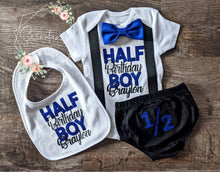 Load image into Gallery viewer, WHOLE SET- Halfway to one - half birthday boy- almost one birthday - 6 months - halfway- other colors available!