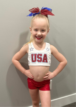 Load image into Gallery viewer, USA rhinestone sports bra youth
