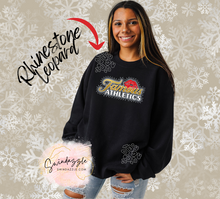 Load image into Gallery viewer, Rhinestone Famous Lip with Leopard Black Crew
