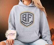 Load image into Gallery viewer, BF Wrestling Rhinestone Sports Gray Hoodie
