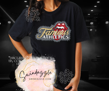 Load image into Gallery viewer, Famous Athletics rhinestone rollingstone- tshirt
