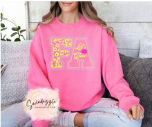 Load image into Gallery viewer, FA Let's Glow! Neon Pink Rhinestone Crew

