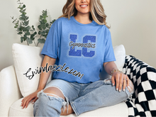 Load image into Gallery viewer, LC Gymnastics Rhinestone Blue Tee

