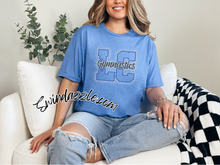 Load image into Gallery viewer, LC Gymnastics Rhinestone Blue Tee
