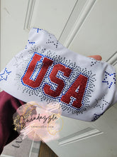 Load image into Gallery viewer, USA rhinestone sports bra youth
